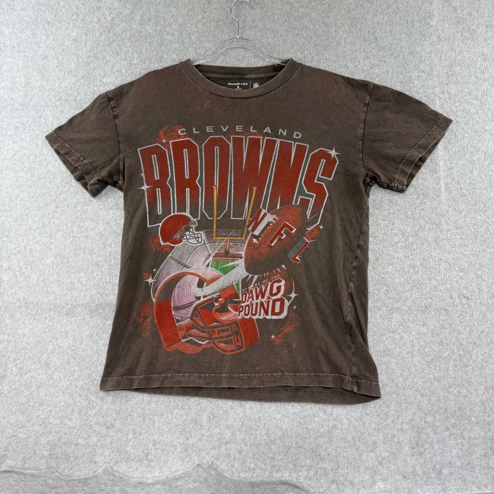 Abercrombie & Fitch Cleveland Browns Graphic Tee Mens M Brown NFL Dawg Pound